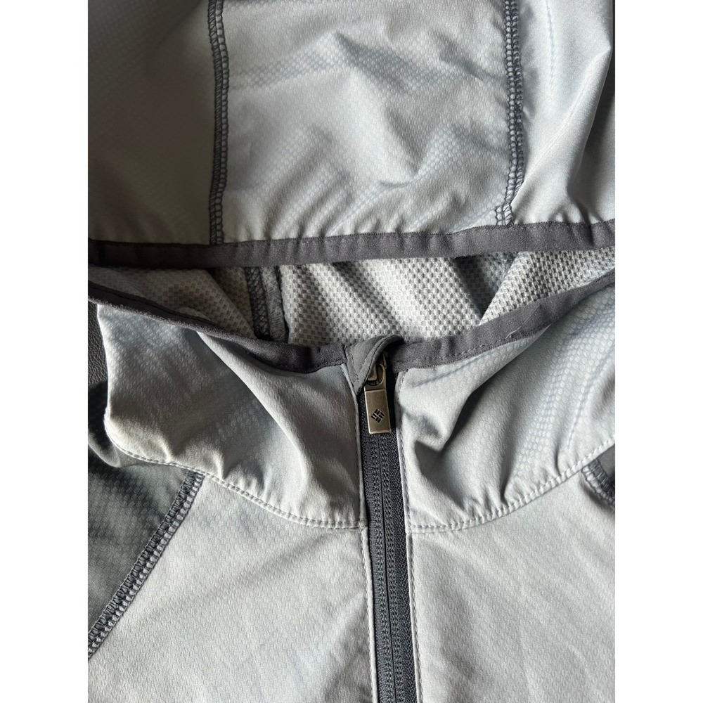 Columbia Mens Gray Full Zip Hooded Windbreaker Jacket Small Light Hiking (1022) - Picture 5 of 13